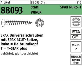 SPAX SPAX Ruko-T 880930140050080 zápustné skrutky 5 mm 80 mm T-STAR plus ocel WIROX 200 ks; 0201010500805