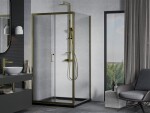 MEXEN/S - Apia Sprchovací kút 100x100, transparent, zlato + vanička so sifónom 840-100-100-50-00-4070G