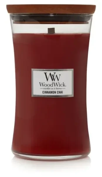 Woodwick Cinnamon Chai 609g - váza veľká / doba horenia: až 120h (5038581054612)