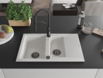 MEXEN/S MEXEN/S - Gaspar granitový drez 1.5 s odkvapkávačom vrátane batérie Aster, biela 6507-20-73450-70-B