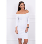 Dámske mini šaty s vrúbkami 8974 White - K-Fashion UNI bílá
