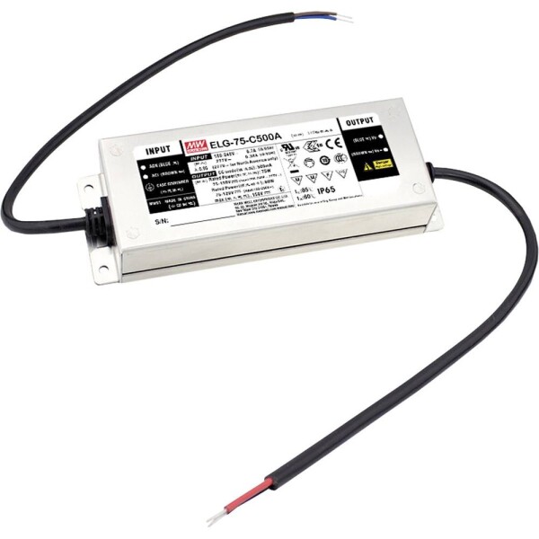 MEAN WELL ELG-75-C1050DA-3Y LED driver konštantný prúd 74.55 W 1050 mA 35 - 71 V/DC dali, montáž na nehorľavom povrchu, schválenie nábytku, outdoorový, PFC; ELG-75-C1050DA-3Y