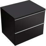 CERANO - Kúpeľňová skrinka Velora - čierna matná, úchytka chrómová + doska pod umývadlo Navira Pro - 36 mm - 60x56,6x46,5 CER-668639