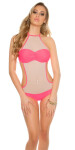 Sexy push up neckholder Monokini with mesh pink 36