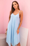 Dámske šaty s ramienkami rozšírené s asymetrickým lemom modré UNI