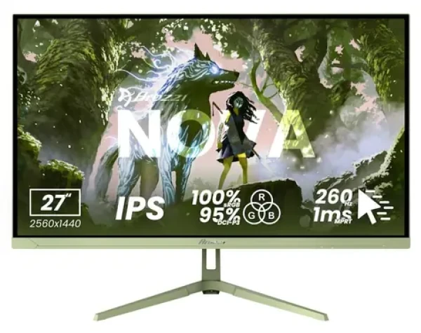 27" Arozzi NOVA 27T2K260 zelená / Monitor / IPS / 2560x1440 / 260Hz / 1ms / 2x HDMI / 2x DP (AZ-NO-27T2K260-FST)