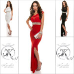 Red-Carpet-Look!Sexy Koucla Gown with Rhinestones white