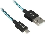 Sharkoon USB-A - Micro-USB-B čierna / svetlo modrá / Kábel / USB 2.0 / 3 m / hliník + opletenie (4044951027101)