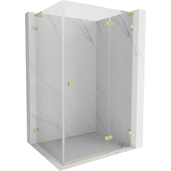 MEXEN/S - Lunar L sprchový kút dvere krídlové pravá 70 x 80, transparent, zlato kartáčovaná 834L-070-080-55-00-P