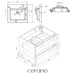 CERANO - Kúpeľňová skrinka Carole - betónovo šedá + umývadlo z lit. mramoru Ovo - biela lesklá - 50,5x53x46,5 CER-301031