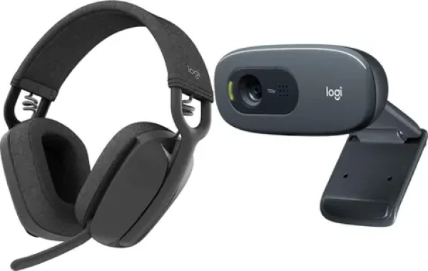 Logitech Zone Vibe 100 (981-001213) + C270 / Sada bezdrôtových slúchadiel s mikrofónom a webkamery / BT / USB-C
