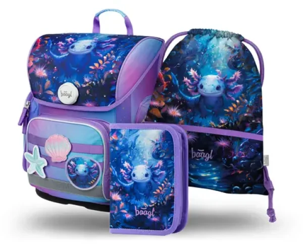 BAAGL SET 3 Ergo Axolotl: aktovka, peračník, sáčok (A-34532)