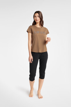 Boutique Pyžamo 40615-88X Karamelová a čierna - Henderson Ladies XXL