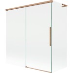 MEXEN/S - Rox L vaňová zástena 2-krídlová posuvná 150 + 70 x 150, transparent, meď kartáčovaná 8C9L-150-070-65-00
