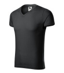 Pánske tričko Slim Fit s výstrihom do V ebony gray S