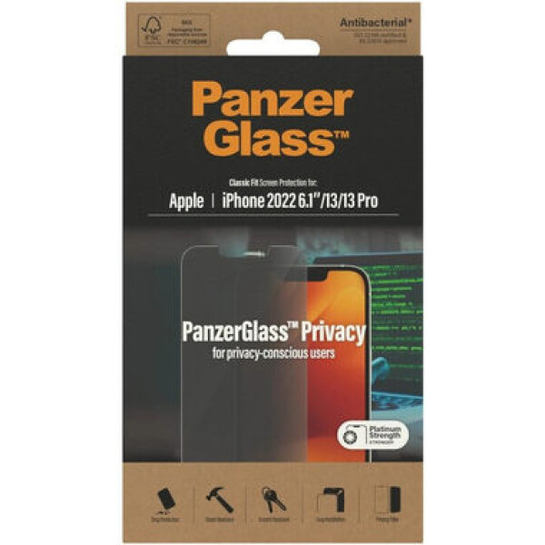 PanzerGlass Privacy AB Tvrdené sklo pre Apple iPhone 14 13 Pro 13 číra (5711724127670)