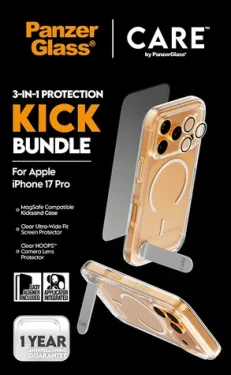 PanzerGlass Bundle Kick 3v1 pre iPhone 17 Pro / Ochranná sada / Temperované sklo + PET + silikón (CR74539)