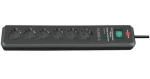 Brennenstuhl Secure-Tec antracit / Prepäťová ochrana / 6 zásuviek / 19 500 A / 2 m kábel (1159540366)
