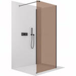 CERANO - Sprchová zástena Walk-in Onyx Corner Cube Ľ/P - 8 mm - hranatá vzpera - čierna matná, bronzové sklo - 110x60x200 CER-688141