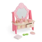 Bigjigs Toys Drevený kozmetický stolík ružová