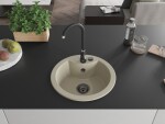 MEXEN/S MEXEN/S - Diego granitový drez 1 488 x 480 mm, béžová, + čierny sifón 6512481000-69-B