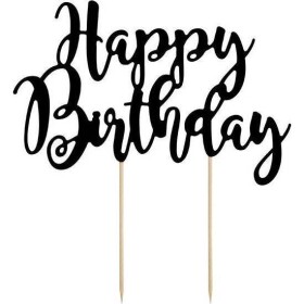 PartyDeco špachtľové ozdoby na tortu čierna Happy Birthday KPT11-010 torta-dekorácie - PartyDeco - PartyDeco