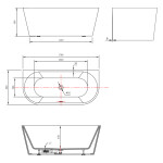 AQUALINE - TAJO nástenná stojaca vaňa 170x80cm, biela E1980
