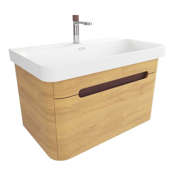 Kúpeľňová skrinka s umývadlom SAT Fusion 77,5x43x45 cm dub medový mat SATFUSION80DMMWBA SATFUSION80DMMWBA
