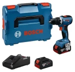 BOSCH GSR 18V-65 Professional modrá / Aku vŕtací skrutkovač / 18V / 63 Nm / 2x 5,0 Ah / L-BOXX (06019N3203)