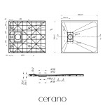 CERANO - Sprchová vanička obdélníková Gusto - SMC/minerální kompozit - strukturovaná černá matná - 80x70x3 CER-414575
