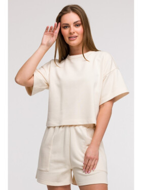 B294 Orezaná mikina s krátkym rukávom - vanilka EU 2XL/3XL