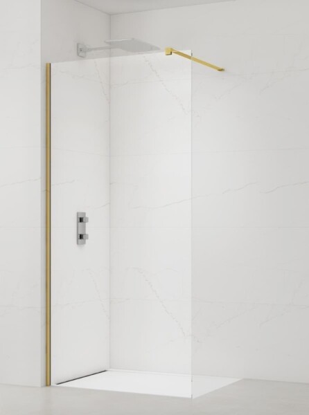 Sprchová zástena Walk-in 90 cm SAT vo farbe profilu zlatá lesk SATBWI90PRZ SATBWI90PRZ
