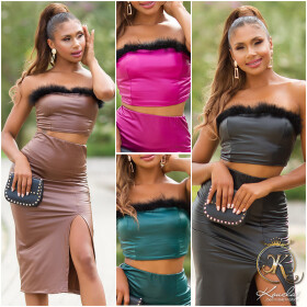 Sexy faux leather Bandeau Crop top Einheitsgroesse