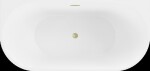 MEXEN/S - Oval vaňa voľne stojaca nástenná 150 x 75, biela, sifón a prepad zlatá kartáčovaná 52671507500-55