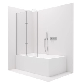 CERANO - Vaňová zástena dvojdielna Vasca - chróm, transparentné sklo - 120x140 - otočná/zalamovacia CER-413501