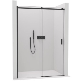 CERANO - Sprchové posuvné dvere Santoro Ľ/P - 6 mm - čierna matná, transparentné sklo - 130x195 CER-429739