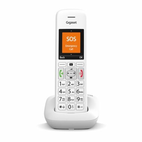 Gigaset E390 biela / Bezdrôtový domáci telefón / ECO DECT / SOS tlačidlo / Telefónny zoznam 200 kontaktov (TBFSSIE390060)