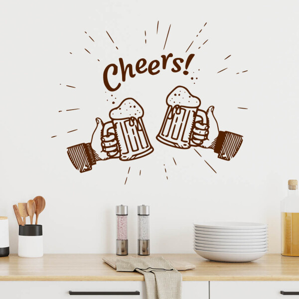 Veselá Stena Samolepka Cheers Farba: hnědá, Veľkosť: 40 x 34 cm