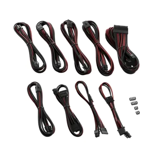 CableMod PRE ModMesh RT-Series Kábel Kits pre ASUS ROG amp; Seasonic - čierno-tmavo červená (CM-PRTS-FKIT-NKKBR-R)