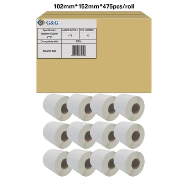 GG 800294-605 / Etikety / termotransferové / 102x152mm / perforované / 12 roliek × 475ks (19808)