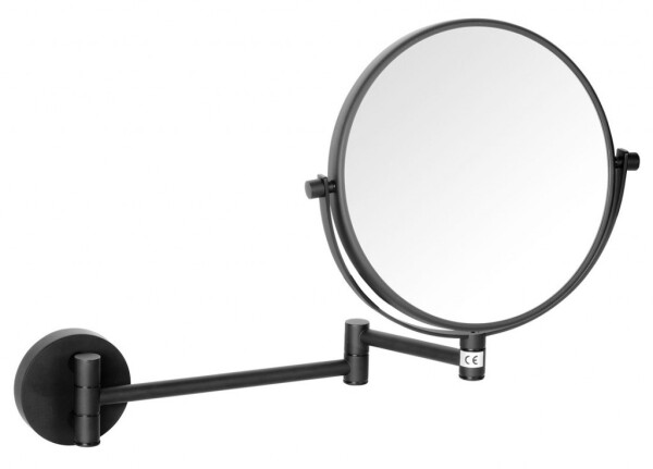 SAPHO - X-ROUND BLACK závesné kozmetické zrkadlo, priemer 200, obojstranné, čierna mat XR006B