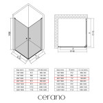 CERANO - Sprchovací kút Antelo Duo Ľ/P - 6 mm - čierna matná, transparentné sklo - 90x80x190 - otočný CER-480397