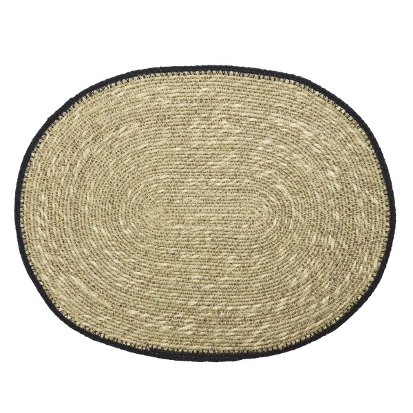 MADAM STOLTZ Prestieranie Seagrass Black Rim – set 2 ks Prírodná
