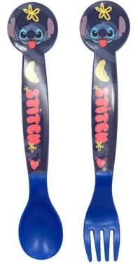 STOR Detský príbor Stitch / Lyžička a vidlička / 2 ks / Plast / Bez BPA (75017)
