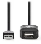 Nedis USB-A čierna / Kábel USB / Aktívny predlžovací / USB 2.0 / 5 m (CCGL60EXTBK50)