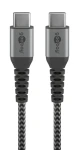 Goobay 49302 šedá/strieborná / Textilný kábel / USB-C - USB-C / opletenie / kovové konektory / 1 m (49302)