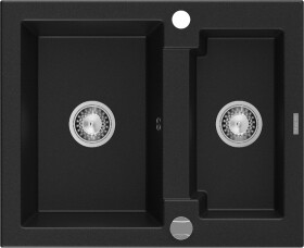 MEXEN MEXEN - Carlos granitový drez 1.5 582x475 mm,čierna, sifón chróm 6518581500-77