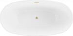 MEXEN/S - Eris voľne stojaca vaňa 180 x 95, biela, sifón a prepad zlatá kartáčovaná 53441809500-55