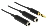 DeLock Jack 3,5 mm (M) - 2x Jack 3,5 mm (F) čierna / Audio kábel / rozbočovač na 2 slúchadlá / 0,25 m (65575)