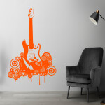 Veselá Stena Samolepka Elektrofonická gitara Farba: oranžová, Veľkosť: 100 x 62 cm